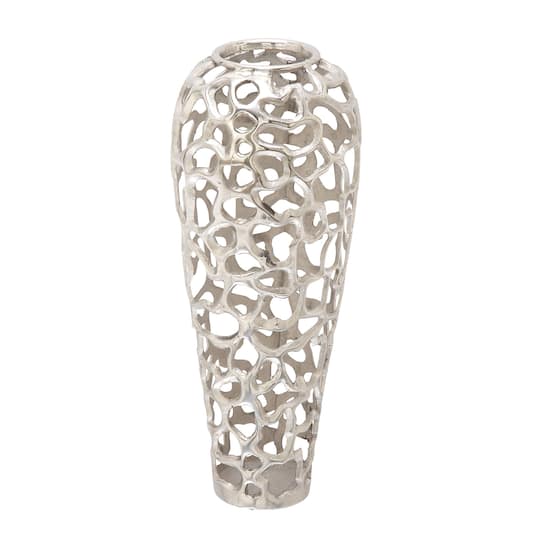 25" Silver Aluminum Contemporary Vase